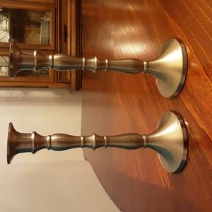 9" tall light gold Candleholder